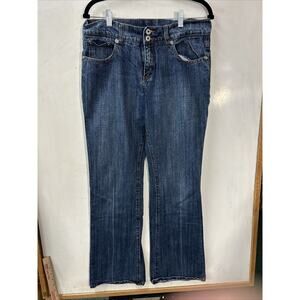 Ethyl Straight Jeans Womens 10 Blue Mid Rise Embroidered Pockets‎ Denim 34x31
